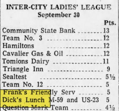Pennys Restaurant (Dicks Lunch, Franks Country Oven) - Oct 07 1959 Article